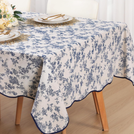 Blue Floral Vintage Pure Cotton Tablecloth